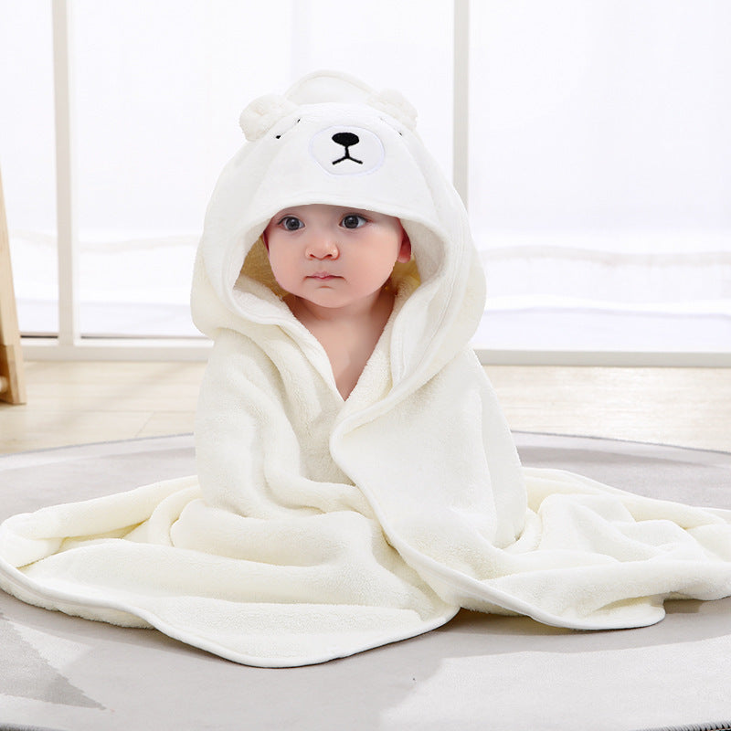 KTX-154899 Cartoon Animal Swaddle Bath Towel - Soft Polyester Fiber Baby Blanket, 80x80cm
