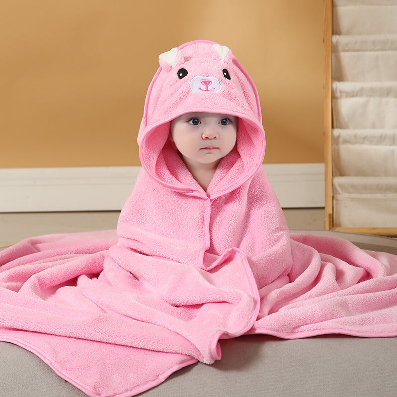 KTX-154899 Cartoon Animal Swaddle Bath Towel - Soft Polyester Fiber Baby Blanket, 80x80cm