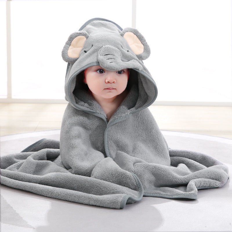 KTX-154899 Cartoon Animal Swaddle Bath Towel - Soft Polyester Fiber Baby Blanket, 80x80cm