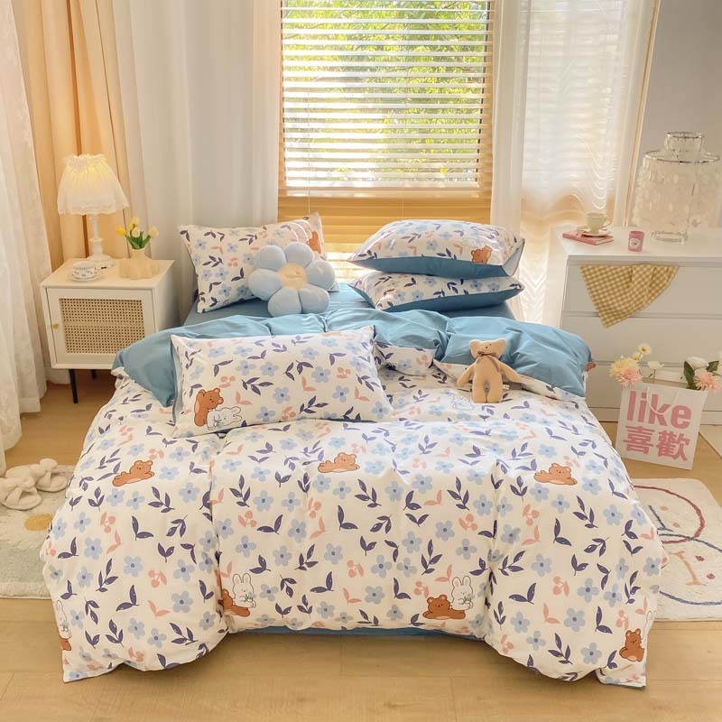 KTX-156051 Pure Cotton Brushed Four-Piece Thick Bedding Set in Various Patterns