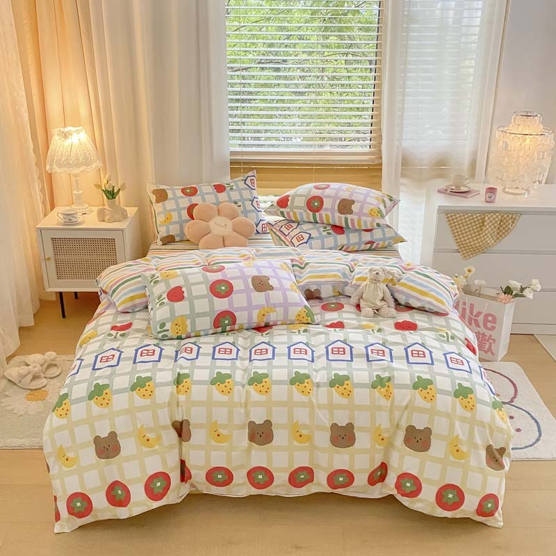 KTX-156051 Pure Cotton Brushed Four-Piece Thick Bedding Set in Various Patterns