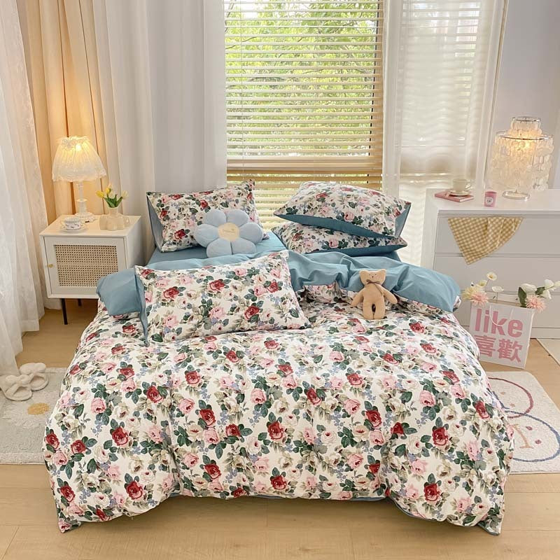 KTX-156051 Pure Cotton Brushed Four-Piece Thick Bedding Set in Various Patterns