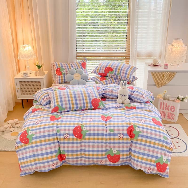 KTX-156051 Pure Cotton Brushed Four-Piece Thick Bedding Set in Various Patterns