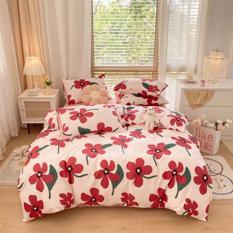 KTX-156051 Pure Cotton Brushed Four-Piece Thick Bedding Set in Various Patterns