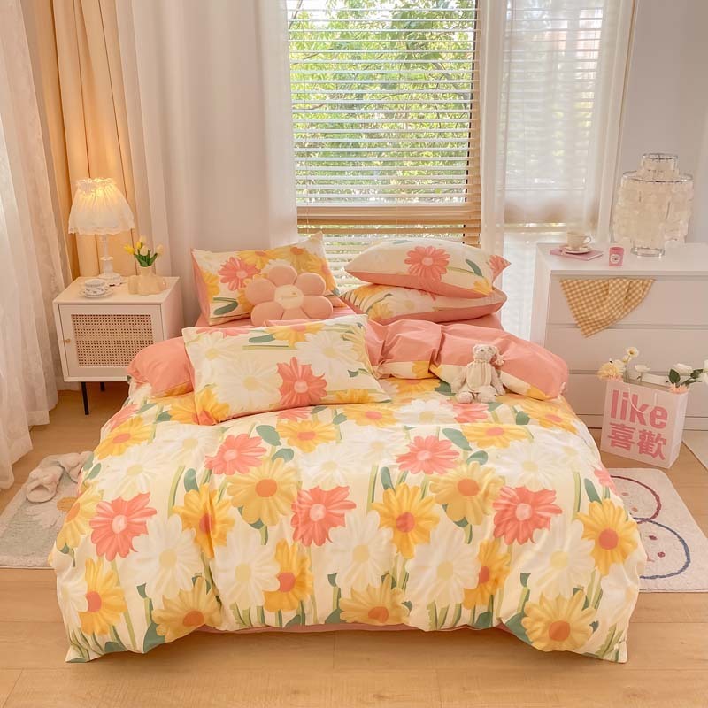 KTX-156051 Pure Cotton Brushed Four-Piece Thick Bedding Set in Various Patterns