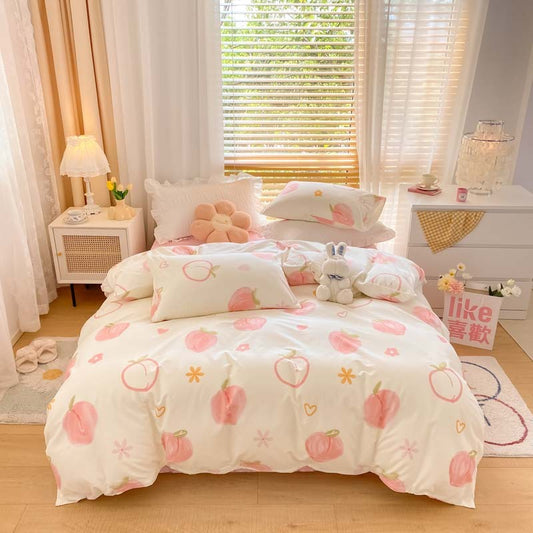 KTX-156051 Pure Cotton Brushed Four-Piece Thick Bedding Set in Various Patterns