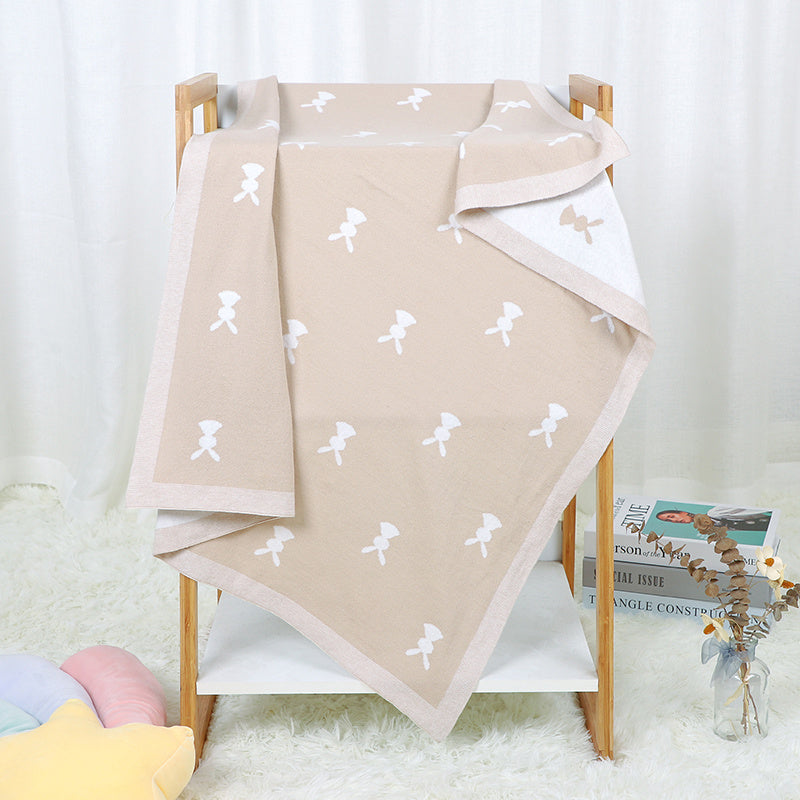 KTX-156307 Cute Animal Pattern Knitted Cotton Blanket for Infants and Toddlers, 100x80cm in Multiple Colors