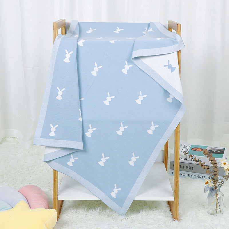 KTX-156307 Cute Animal Pattern Knitted Cotton Blanket for Infants and Toddlers, 100x80cm in Multiple Colors