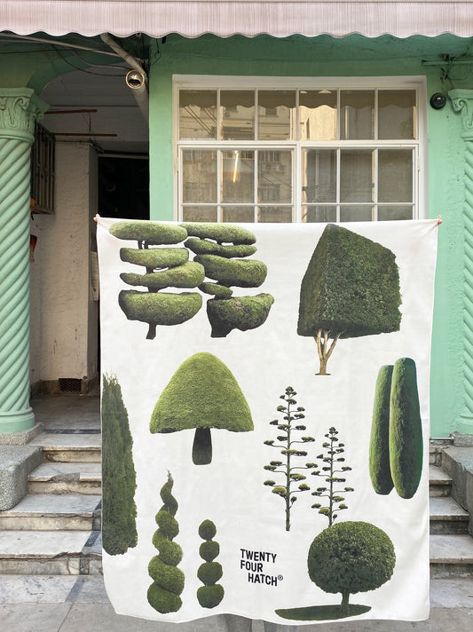 KTX-156435 Cute Tree Nordic Tapestry Wall Hanging - Plush Plants and Flowers Design (1000MM x 1200MM)