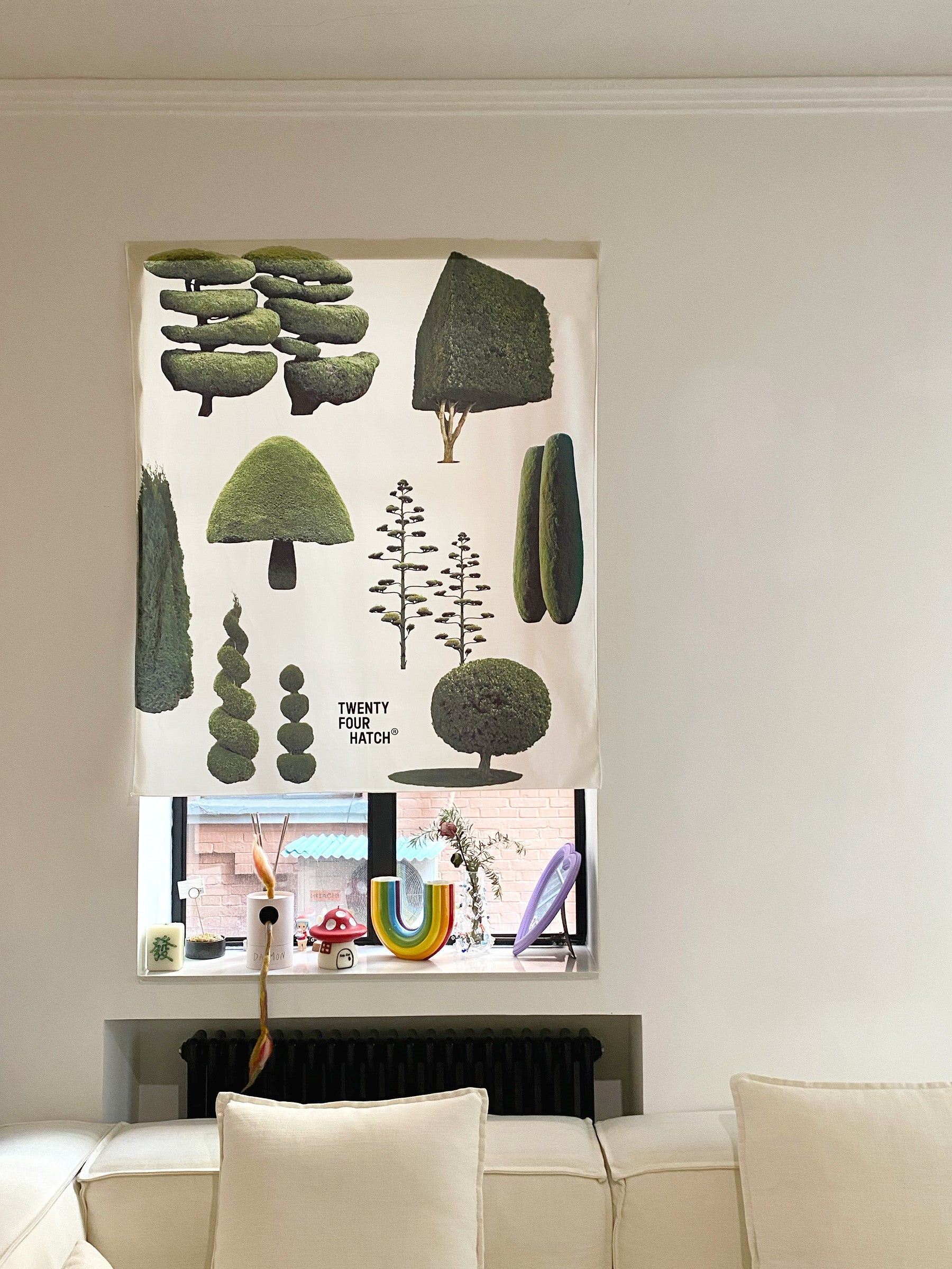 KTX-156435 Cute Tree Nordic Tapestry Wall Hanging - Plush Plants and Flowers Design (1000MM x 1200MM)