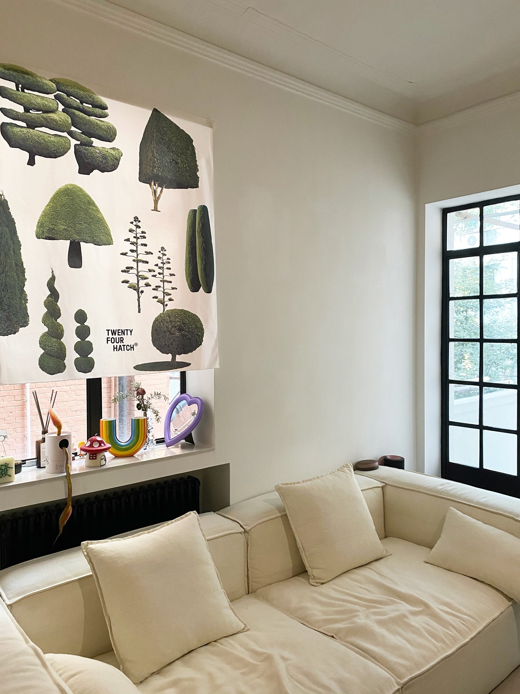 KTX-156435 Cute Tree Nordic Tapestry Wall Hanging - Plush Plants and Flowers Design (1000MM x 1200MM)