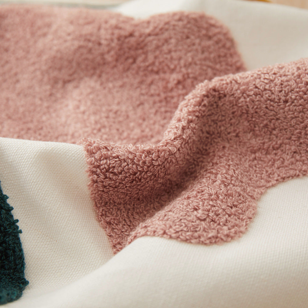 KTX-156691 Morandi Seaweed Color Block Plush Embroidery Pillowcase - All Cotton Canvas, 45x45 cm