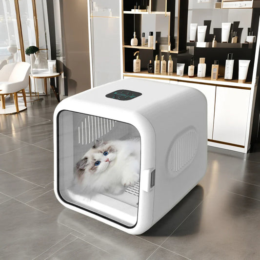 KTX-157139 Automatic Pet Hair Drying Box for Cats and Small Dogs – Portable Grooming Device with Battery Power