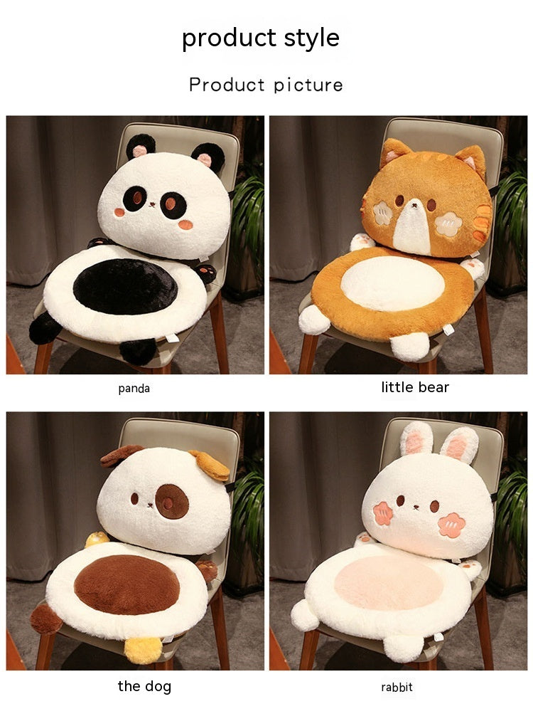 KTX-157715 Cartoon Animal Plush Cushion Chair - Panda, Cat, Dog, Rabbit - Thickened Seat 45x45x9cm