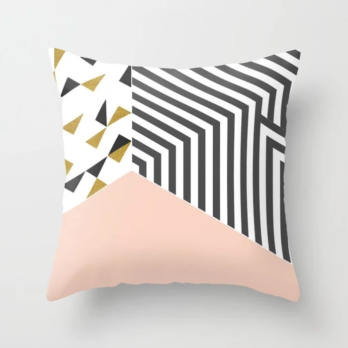 KTX-157715 Geometric Abstract Polyester Pillow Cover for Modern Home Décor - 45cm x 45cm