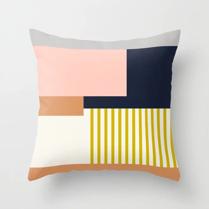 KTX-157715 Geometric Abstract Polyester Pillow Cover for Modern Home Décor - 45cm x 45cm