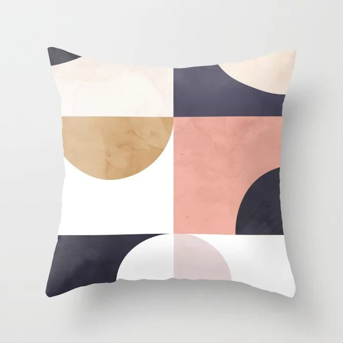 KTX-157715 Geometric Abstract Polyester Pillow Cover for Modern Home Décor - 45cm x 45cm