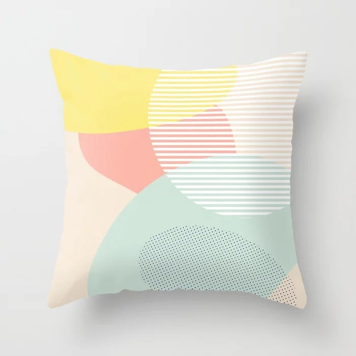 KTX-157715 Geometric Abstract Polyester Pillow Cover for Modern Home Décor - 45cm x 45cm