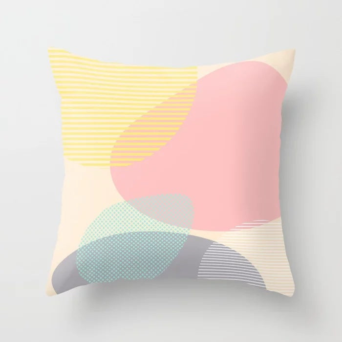 KTX-157715 Geometric Abstract Polyester Pillow Cover for Modern Home Décor - 45cm x 45cm