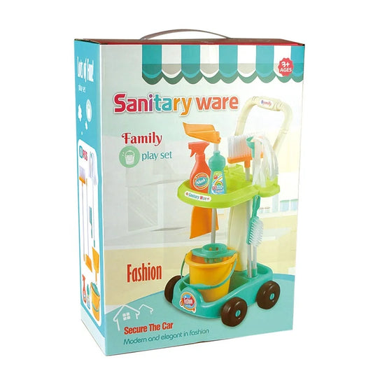 KTX-158867 Kids Cleaning Play Set with Trolley, Broom, and Vacuum Cleaner - 2 to 4 Years