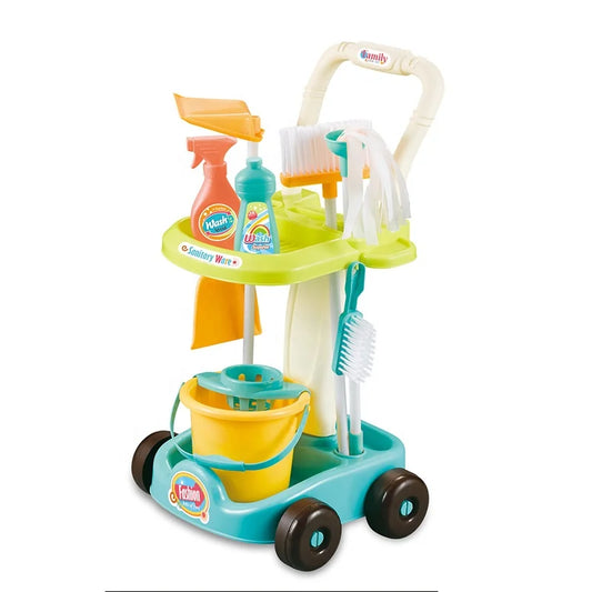 KTX-158867 Kids Cleaning Play Set with Trolley, Broom, and Vacuum Cleaner - 2 to 4 Years