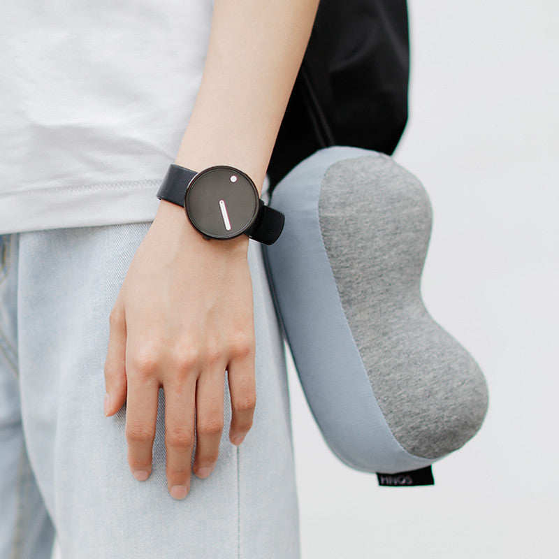 KTX-158867 Memory Foam Candy Shape Neck Pillow in Earth Grey, Sky Blue, and Volcano Black