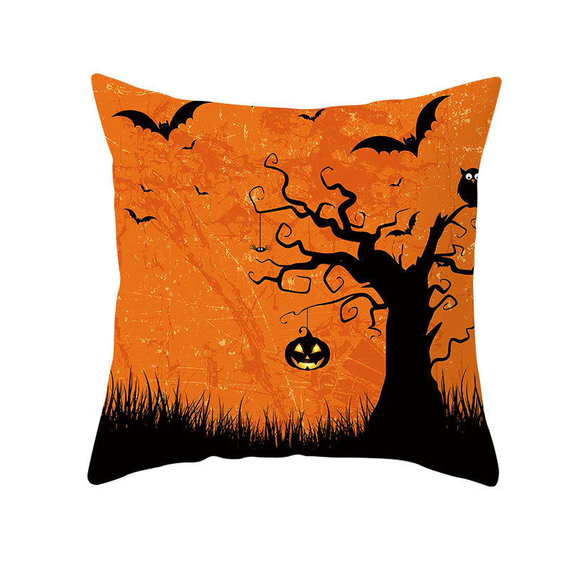 KTX-160019 Halloween Devil Print Pillow Cover - 45x45cm Polyester Cushion Case