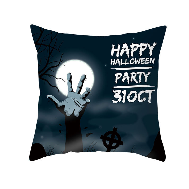 KTX-160019 Halloween Devil Print Pillow Cover - 45x45cm Polyester Cushion Case
