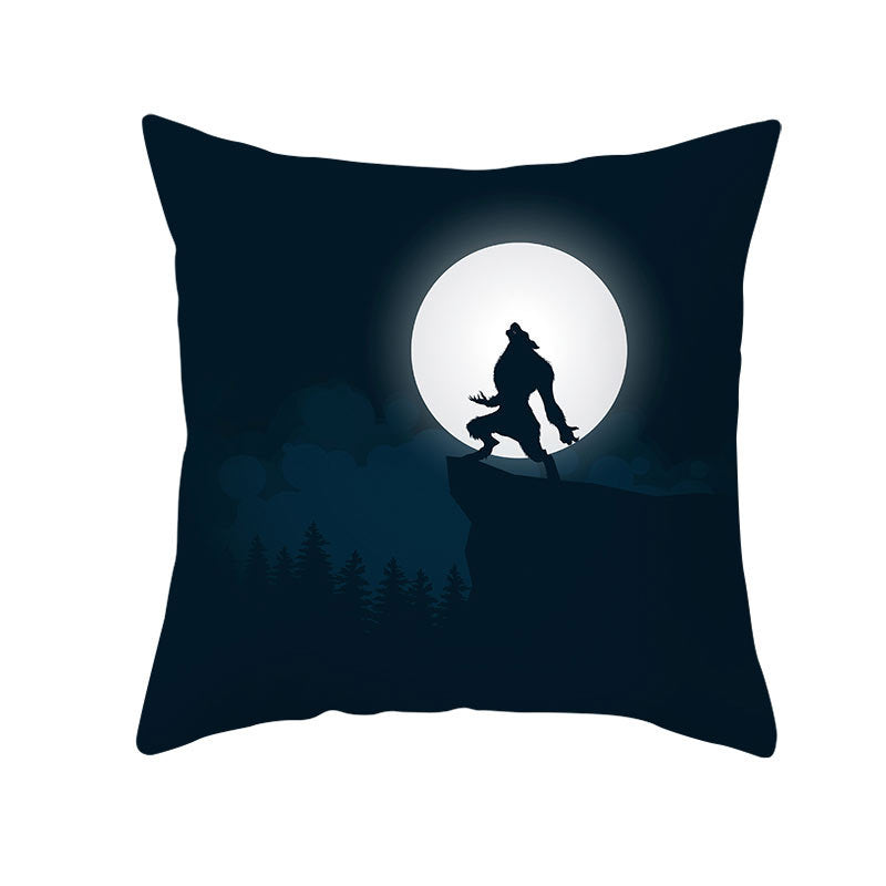 KTX-160019 Halloween Devil Print Pillow Cover - 45x45cm Polyester Cushion Case