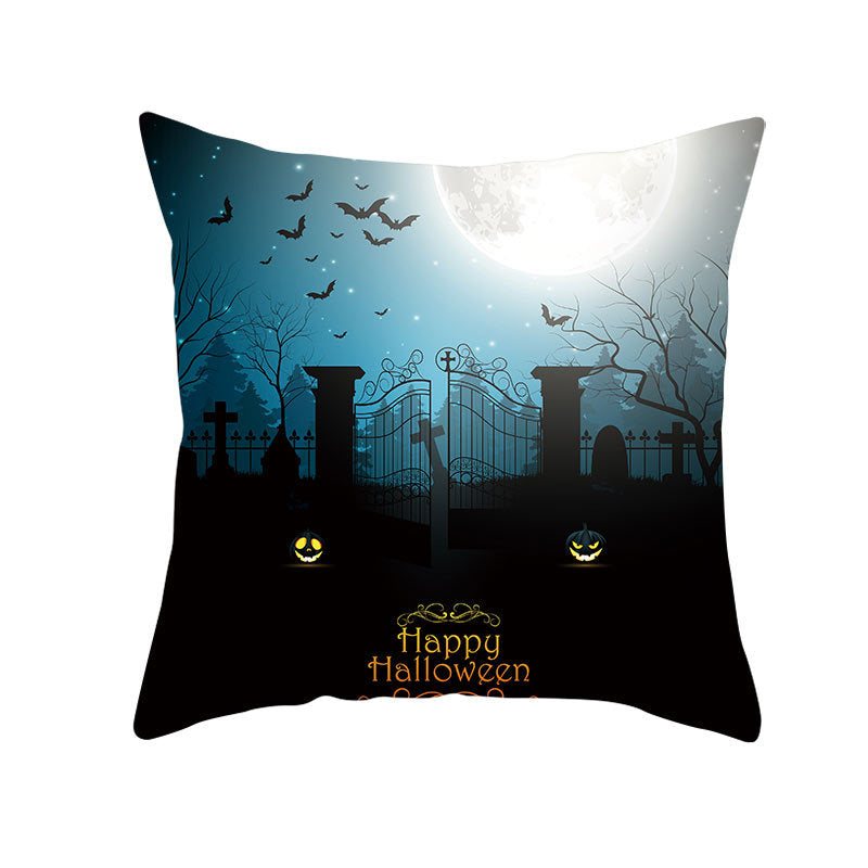 KTX-160019 Halloween Devil Print Pillow Cover - 45x45cm Polyester Cushion Case