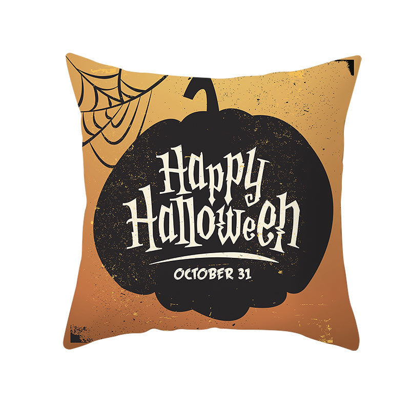 KTX-160019 Halloween Devil Print Pillow Cover - 45x45cm Polyester Cushion Case