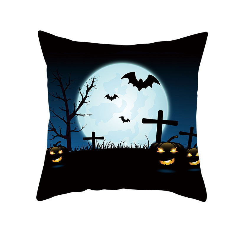 KTX-160019 Halloween Devil Print Pillow Cover - 45x45cm Polyester Cushion Case