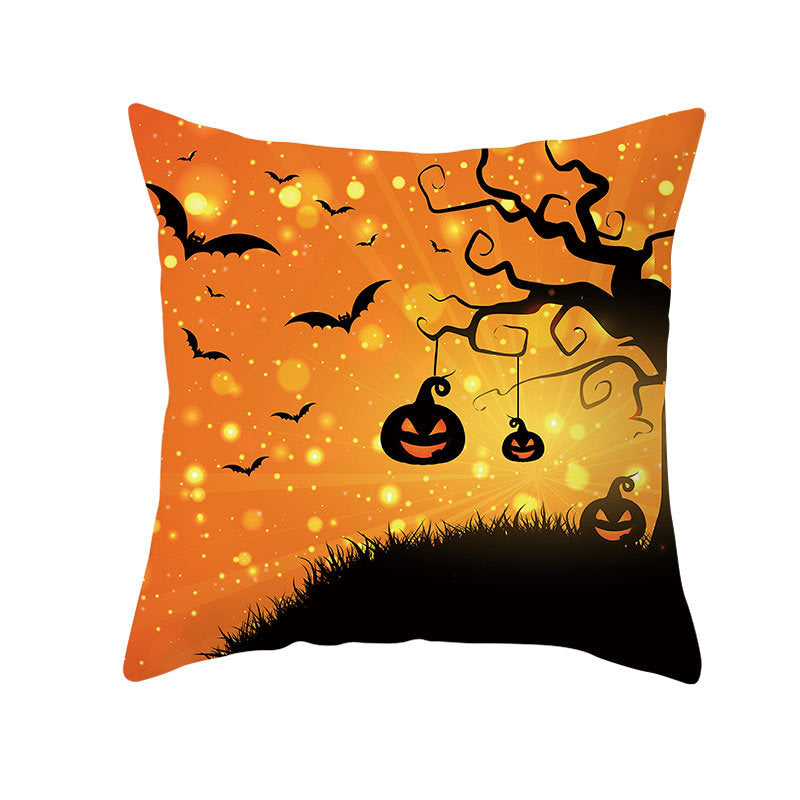 KTX-160019 Halloween Devil Print Pillow Cover - 45x45cm Polyester Cushion Case