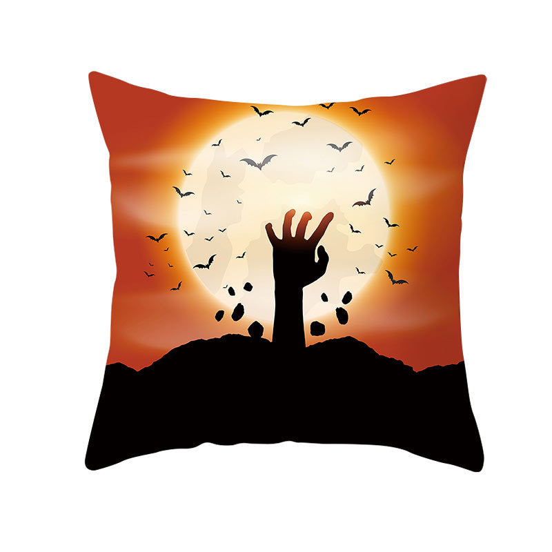 KTX-160019 Halloween Devil Print Pillow Cover - 45x45cm Polyester Cushion Case