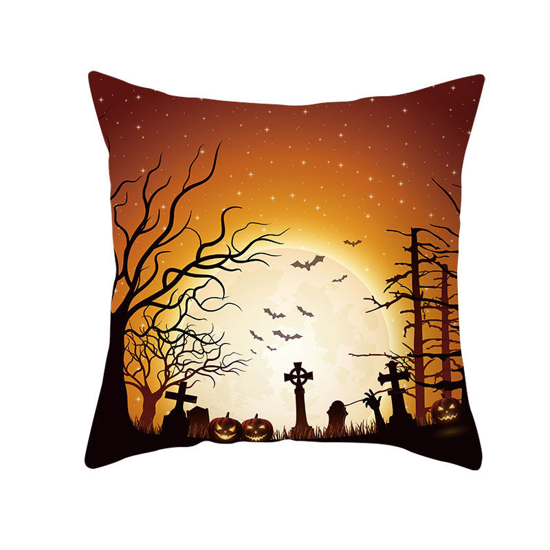 KTX-160019 Halloween Devil Print Pillow Cover - 45x45cm Polyester Cushion Case