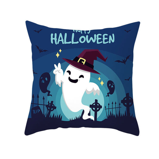 KTX-160019 Halloween Devil Print Pillow Cover - 45x45cm Polyester Cushion Case