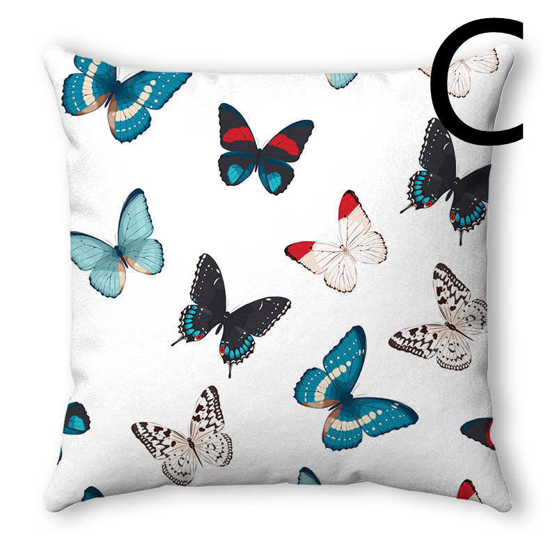 KTX-160019 Watercolor Butterfly Print Soft Linen Pillowcase 45x45CM