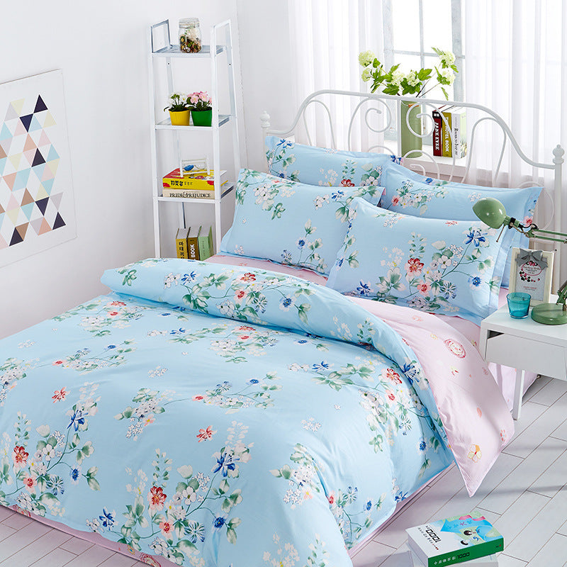 KTX-161491 Idyllic Floral Cotton Twill Bedding Set - 4-Piece Collection with Various Sizes Available