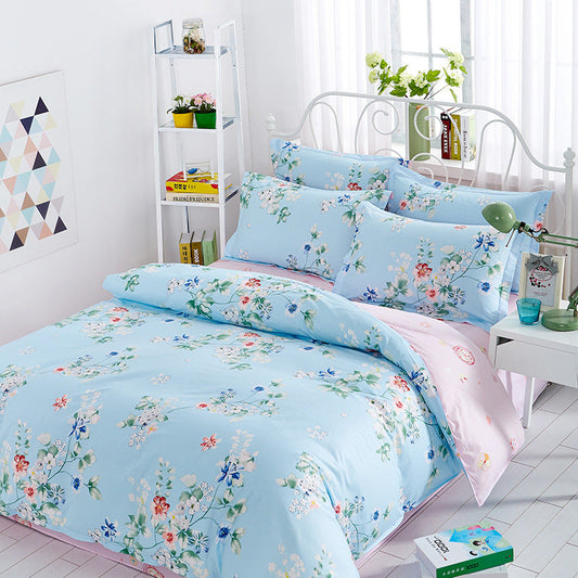 KTX-161491 Idyllic Floral Cotton Twill Bedding Set - 4-Piece Collection with Various Sizes Available