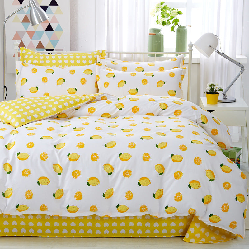 KTX-161491 Idyllic Floral Cotton Twill Bedding Set - 4-Piece Collection with Various Sizes Available