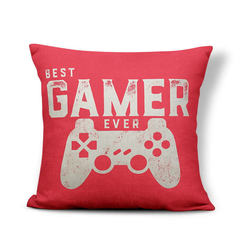 KTX-161875 Retro Game-Themed Cushion Cover - Nostalgic Polyester Linen Pillow, Various Colors, 45x45cm