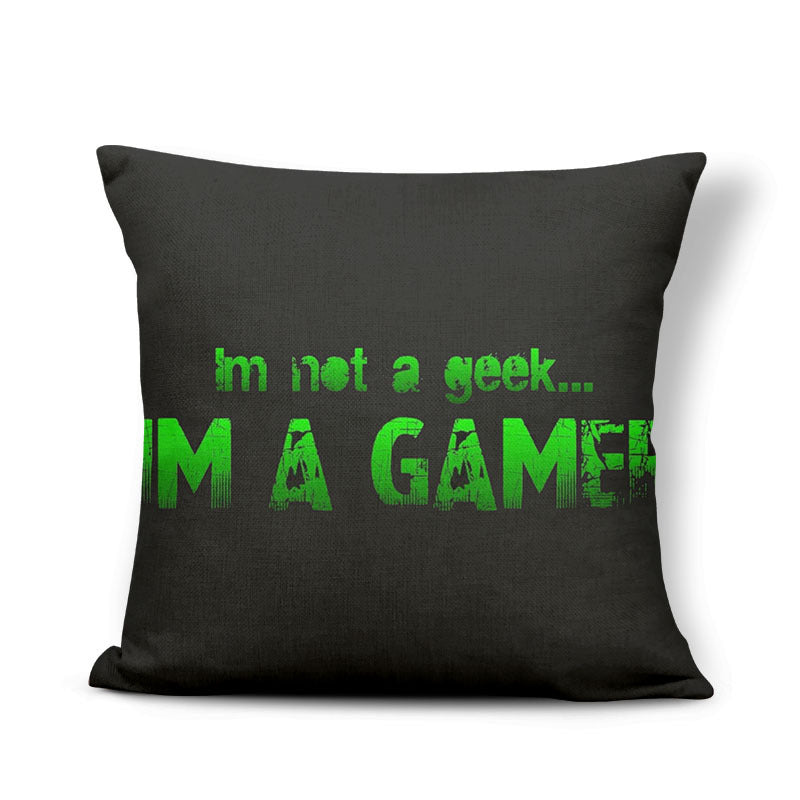 KTX-161875 Retro Game-Themed Cushion Cover - Nostalgic Polyester Linen Pillow, Various Colors, 45x45cm