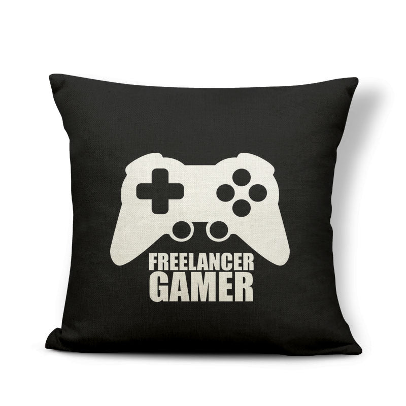 KTX-161875 Retro Game-Themed Cushion Cover - Nostalgic Polyester Linen Pillow, Various Colors, 45x45cm