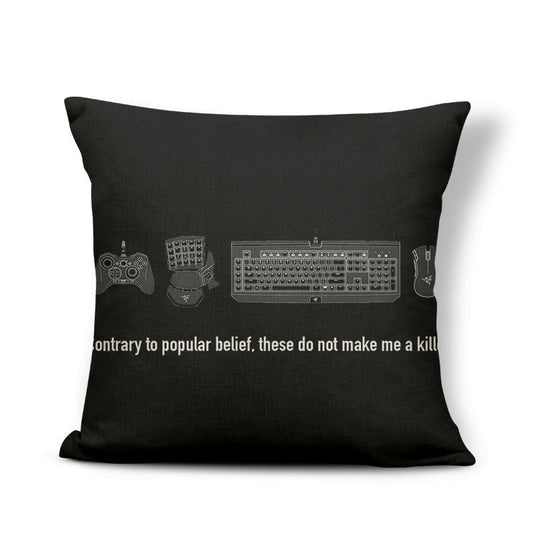 KTX-161875 Retro Game-Themed Cushion Cover - Nostalgic Polyester Linen Pillow, Various Colors, 45x45cm