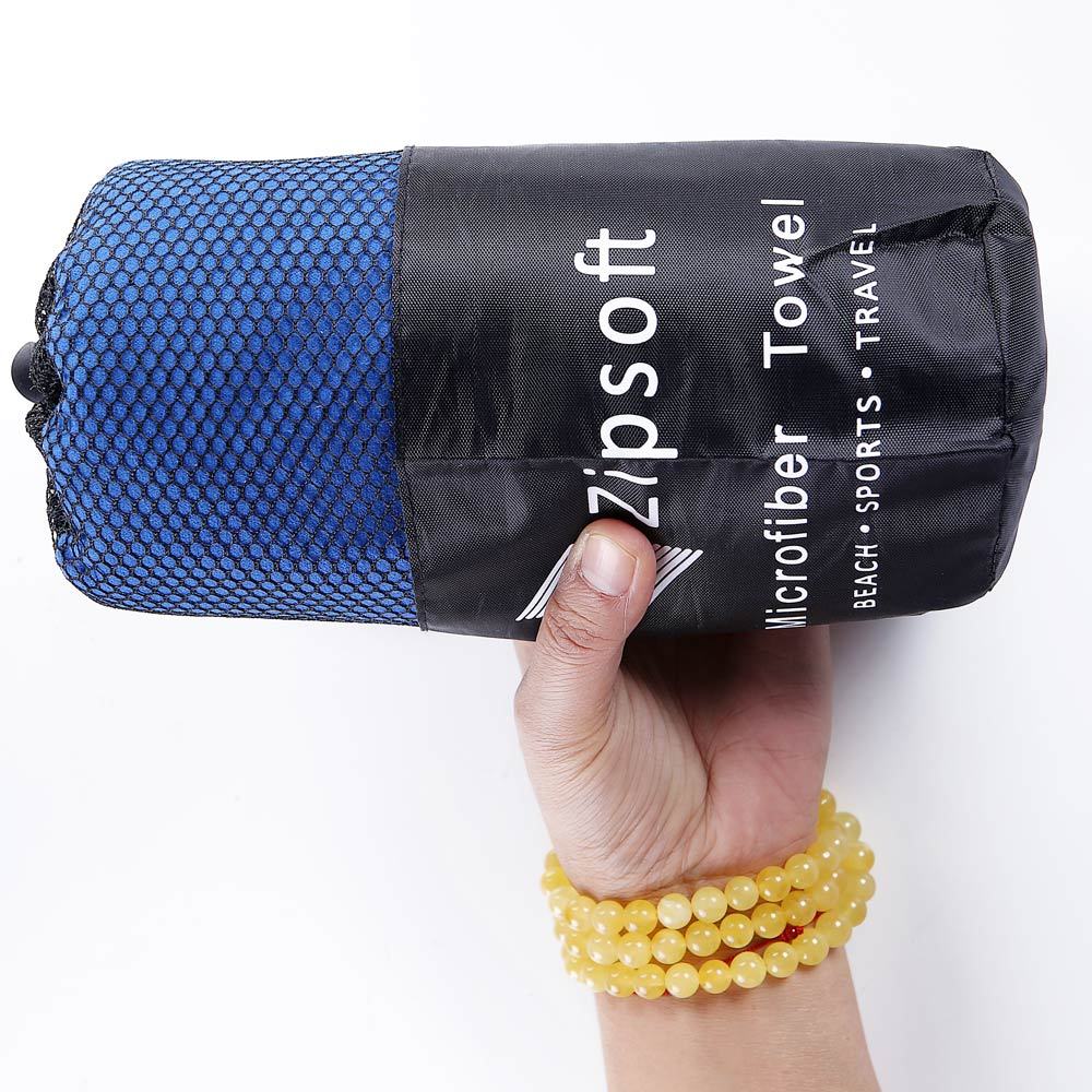 KTX-162067 Microfiber Travel Towels Set - Quick Dry Soft Skin Towels with Black Mesh Bag (35x75cm & 75x135cm)