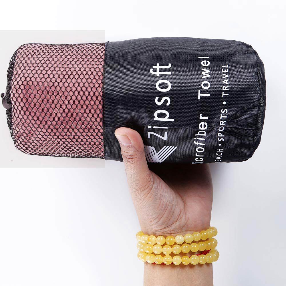 KTX-162067 Microfiber Travel Towels Set - Quick Dry Soft Skin Towels with Black Mesh Bag (35x75cm & 75x135cm)