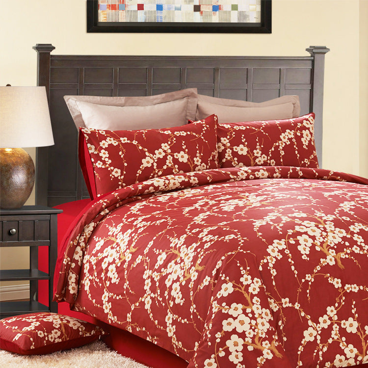 KTX-162259 Plant Flower Reactive Printed Cotton Sheets - 100% Pure Cotton Bedding Fabric