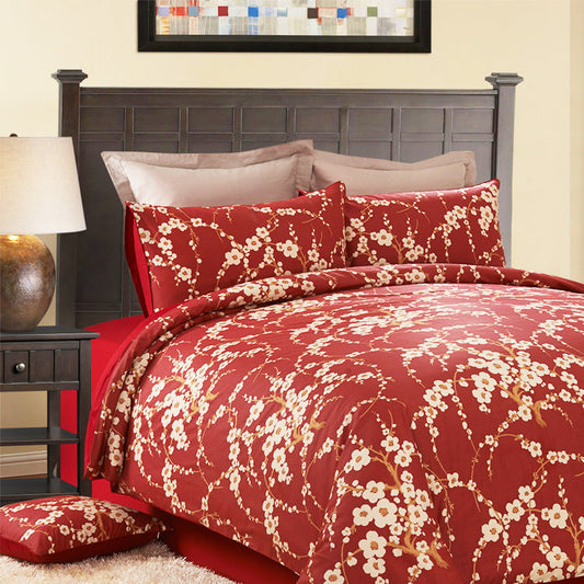 KTX-162259 Plant Flower Reactive Printed Cotton Sheets - 100% Pure Cotton Bedding Fabric