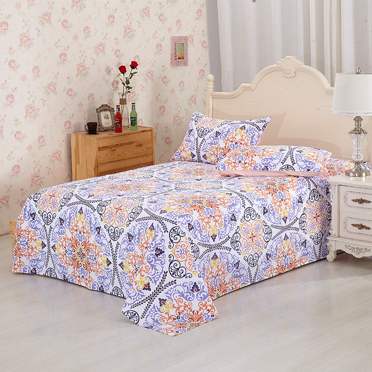 KTX-162259 Plant Flower Reactive Printed Cotton Sheets - 100% Pure Cotton Bedding Fabric