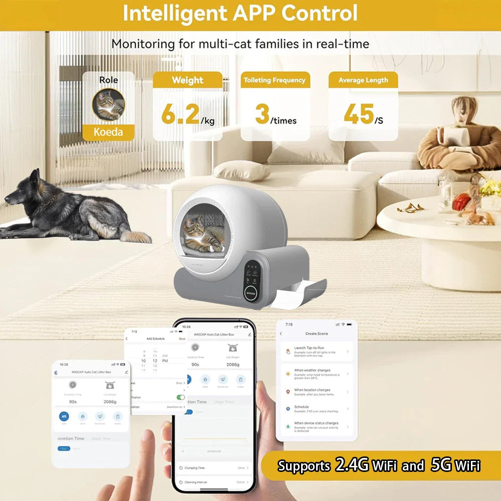 KTX-162771 Automatic Self-Cleaning Cat Litter Box with App Control and Odor Control - 66L Capacity